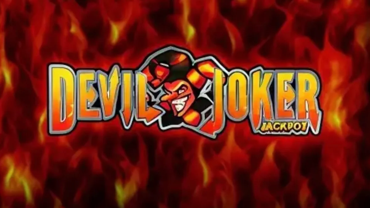 Devil Joker Jackpot slot machine interface na may mga retro na simbolo at maapoy na tema