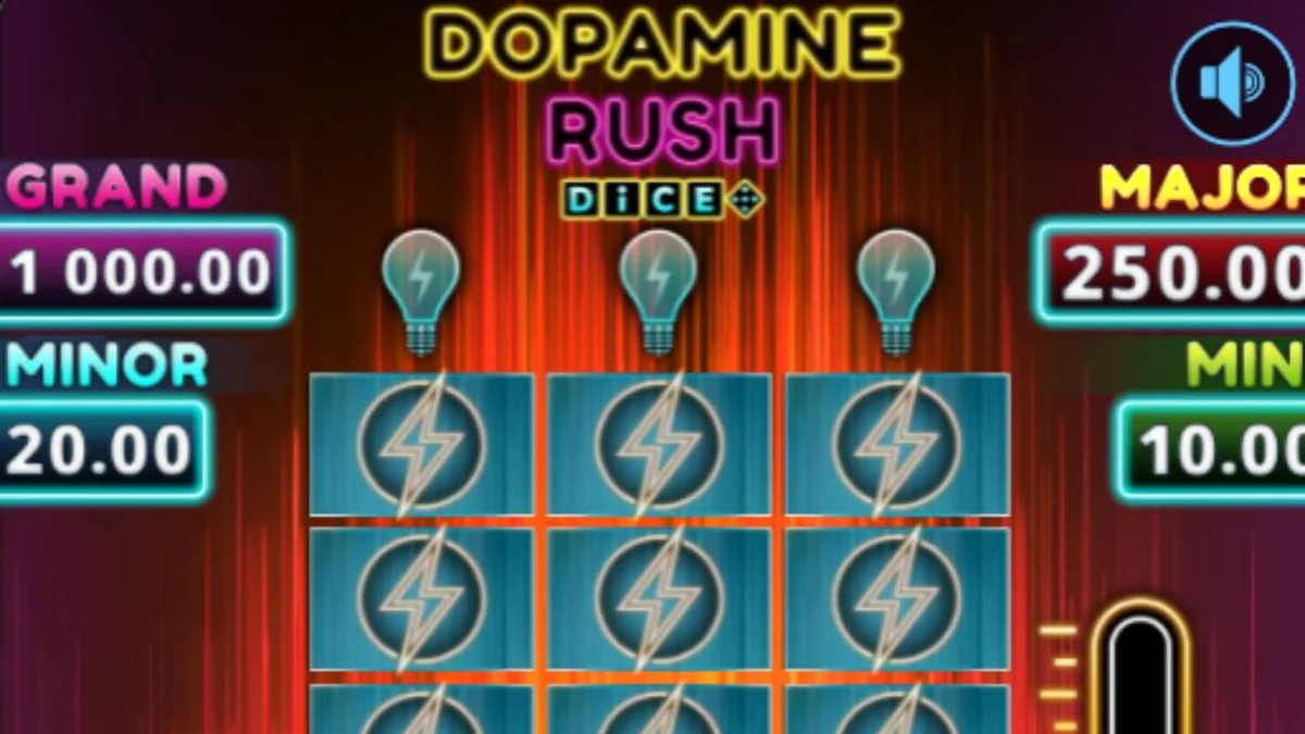 Neon arcade theme ng Dopamine Rush Dice slot